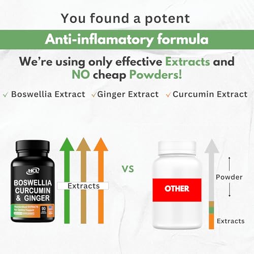 Boswellia Curcumin Ginger Extracts Supplement – Strong 95% Curcuminoids Natural Support Pills for Mobility & Flexibility – Extra Strength Boswelia with Turmeric Curcumin Organic Ginger Supplement