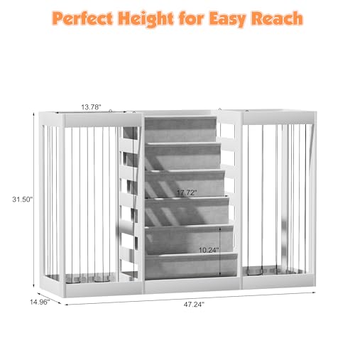 Image of NACHES Montessori Kids Bookshelf with Enclosed Toy Storage, Dual Mesh Bins for Stuffed Animals, Front-Facing Book Organizer for Toddlers Playroom Bedroom (White)