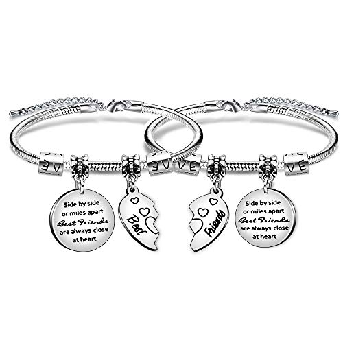 Angelra Bester Freund Geschenk Armband"Side by Side or Miles Apart Best Friend are Always Close at Heart" Armbander Geburtstags Freundschaft Geschenk BFF Cover