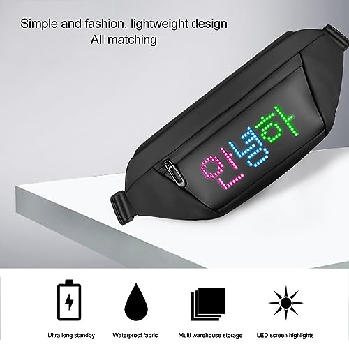 Pyhodi Gürteltasche mit LED-Anzeige, Programmierbarer Bildschirm, Anime-Rucksack, Wasserdicht, Bunte, Stromversorgung über USB, Unisex, über App-Steuerung, Animationsbildschirm,