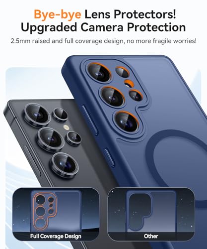 Image of CANSHN Designed for Samsung Galaxy S23 Ultra Case [Full Camera Protection] [Compatible with MagSafe] Translucent Matte Shockproof Protective Phone Cover 6.8 Inch - Deep Blue