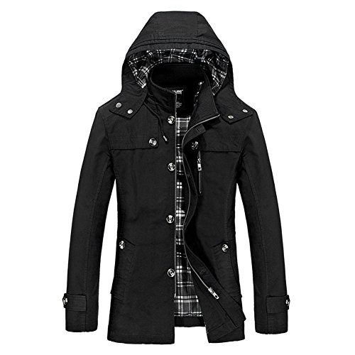 YOUTHUP Jacke Herren Übergangsjacke mit Kaputze Softshell Herrenjacke Sommer Frühling Schwarz