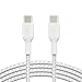 Ladekabel Schnellladekabel  günstig Kaufen-Belkin BoostCharge geflochtenes USB-C-/USB-C-Ladekabel, USB-C-Schnellladekabel für iPhone 16, iPhone 15, Samsung Galaxy S24, S24 Ultra, Note, Google Pixel, iPad, Nintendo Switch, 2 m, 2er-Pack - Weiß