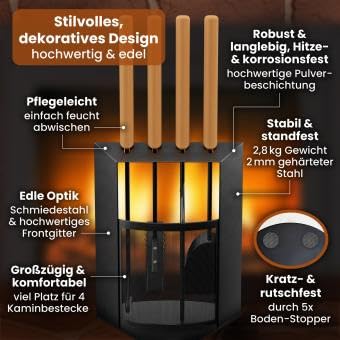 Kaminbesteck BLACK OAK Davos | Metall | schwarz | 5-teilig