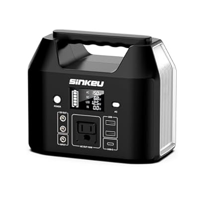 SinKeu E150 Portable Power Station 122.8Wh/38400mAh LiFePO4 Battery Solar Generator with 150W/110V AC Outlet Large Power Bank Built-in(USB*2 DC*2 USB-C)Flashlight for Camping Home RV Emergency(Silver)