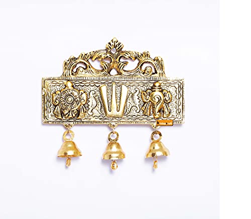 Image of KridayKraft Tirupati Door Hanging Shankh Chakra Namah Latkan Gold Plating Antique Decorative for Home,Office & Room,Showpiece Figurines,Religious Idol..., 15 cm , 3 cm