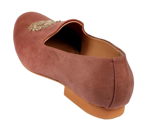 Image of Tanny Shoes Men's Soft Touch Brown Velvet Hand Embroidery dabka Work Soft Lining Slip-on Juttis and Mojaris for Bridal Party Casual Ethnic Shoe, Cocktail, Occasions|Fashion| Lightweight|TPR Sole