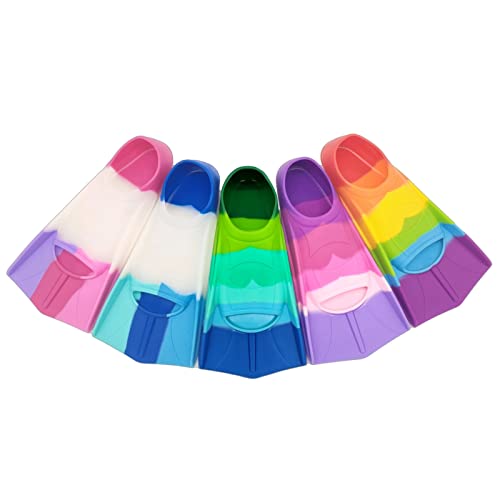 Fadgesy Swimming Training Fins,Comfortable Silicone Flippers For Swimming And Diving,Size Suitable Kids Girls Boys Adults (Medium, Six Colorful-C) #TOP1