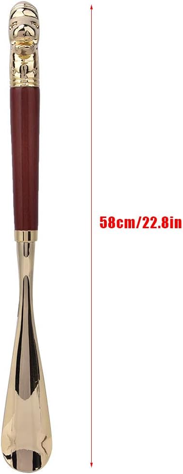 Shoe Horn Long Handled Metal Lion Head Shoe Horn Wooden Long Handle Shoe Lifter Shoe Spoon Tool for Men Ladies(Brown, 58cm)