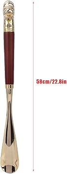 Shoe Horn Long Handled Metal Lion Head Shoe Horn Wooden Long Handle Shoe Lifter Shoe Spoon Tool for Men Ladies(Brown, 58cm)