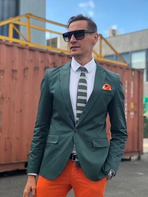 Mens 2 Piece Suit Slim Fit Formal Groom Suit for Wedding Peak Lapel 2 Button Jacket Pants Set Prom Party Suit4