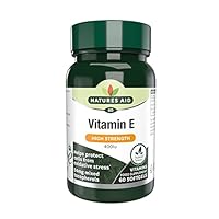Natures Aid Vitamin E 400iu Supports Skin, Heart & Immune Health - Natural Source High Strength Antioxidant Non-GMO, Gluten-Free 60 Softgel Capsules