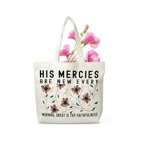 Christian Canvas Tote Bag, Religious Aesthetic Shopping Grocery Bag, Wildflowers Beach Bag Gifts For Women Lady Sister Friend Family, Bible Verse Reusable Grocery Bag, Spring Party Totes, 13
