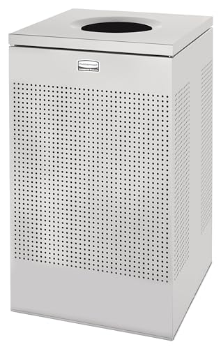 Image of Rubbermaid Commercial Products Silhouette Square Open Top Trash Can, 20 Gal, Silver Metallic, Indoor for Offices /Hotel Lobbies /Front Desk