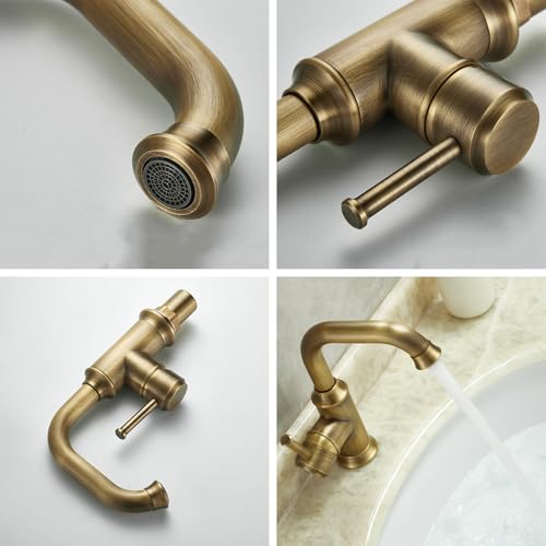 Grifo de lavabo antiguo de latón LWX con diseño giratorio de 360 grados para baño exclusivo 3