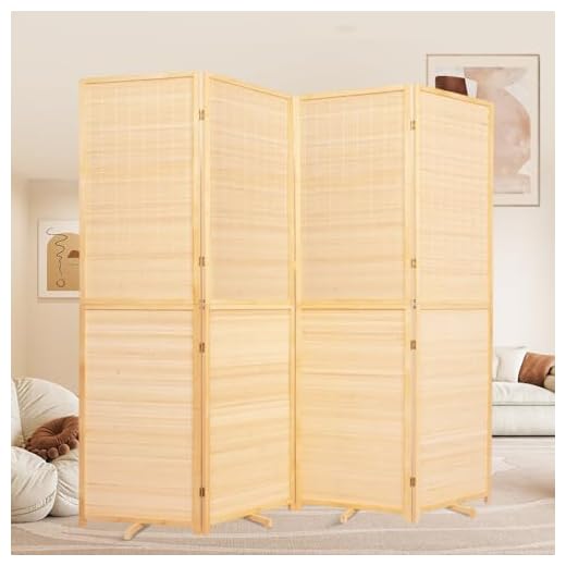 Room Divider Folding Privacy Screens, Hand-Made 67'' High Bamboo Room Dividers Freestanding 2-in-1 Multifunction 4 Panel Wall Divider for Room Separation, Portable Room Partitions and Dividers