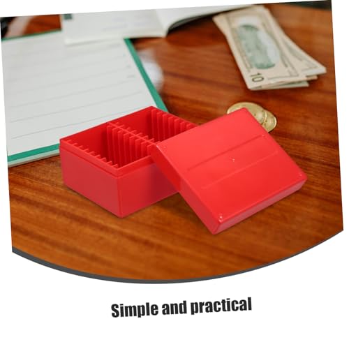 Caja plástica roja para monedas con ranuras organizadora 20 piezas miniatura 4