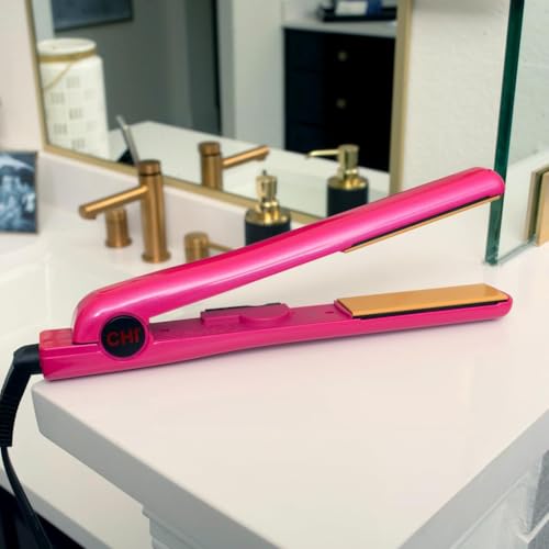 Image of CHI Tourmaline Ceramic Flat Iron Hair Straightener 1 inch, Pure Pink 1 inch Plates