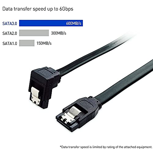 Cable SATA III 6 Gbps 3 piezas 18 pulgadas ángulo 90° negro miniatura 5