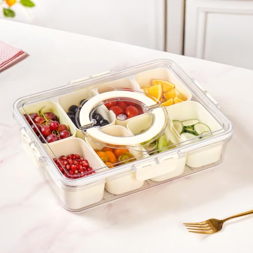 Image of Nestasia Divided Fridge Organiser Storage Box with Lid and Handle - Airtight Fridge Storage Container with 8 Removable Compartments, BPA-Free Multipurpose Serving Veggie Tray
