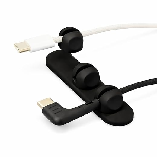 Magnetic Cable Organizer for Desk & Nightstand 3 Clip Cord Holder with One-Hand Access 3M Adhesive Cable Clips, N52 Magnetic Cord Holder for Phone, USB-C & Laptop Cables