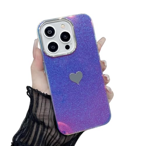Coque PC rigide pour iPhone 13 bleu avec miroir pailleté résistant