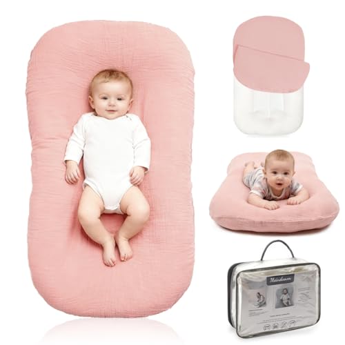 Image of Baby Lounger - Snuggle Cozy Me Infant Lounger for Newborns | Breathable & Soft, Portable Awake-Time Pad, Essential Baby Gift (Lounger Cover Included)