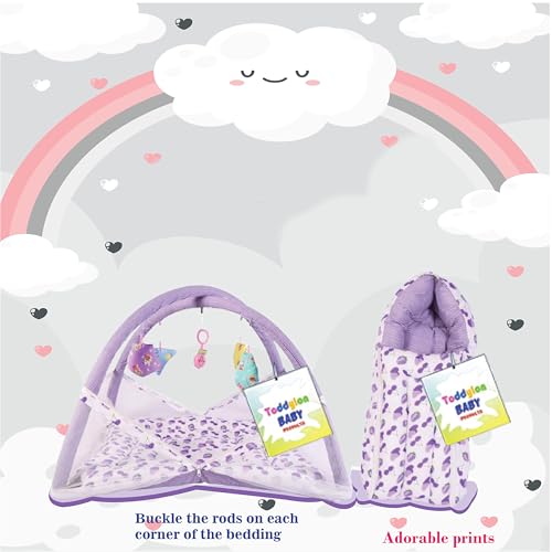 Image of Toddylon Baby Bed New Born Baby Bedding Set Combo of Baby Mattress with Mosquito Net | Carry Bag | Cotton Beds | Carry Bag | Unisex Infants (0-6 Months) (2PCS Set)