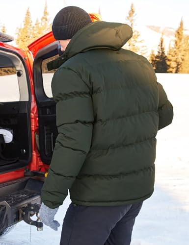 Image of BEST SOUTH Men's Hooded Winter Puffer Jacket Fleece Warm Bubble Coat Outerwear Cold Weather