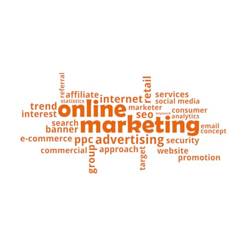 Nube de palabras de marketing online Calcomanías de letras 28x57.3cm No daña la superficie de la pared Naranja