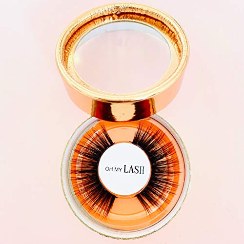 OH MY LASH Black Faux Mink False Strip Eyelashes in Rose Gold Cardboard Reusable Lashes Case, Individual, After Party