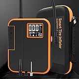 【INFLACIÓN POTENTE Y RÁPIDA】 Motor superpotente integrado, el compresor de aire portátil puede inflar neumáticos de coche 195/55/R15 de 0 a 35 psi en 6 minutos, ahorrando tiempo de espera.