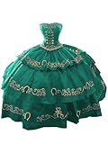 Strapless Gold Embroidered Quinceanera Dresses Charro Mexican Vestido De 15 16 XV Anos Ball Gown Aqua 0