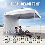 CROWN SHADES 10x10 Pop Up Canopy with 1 Side Wall - Beach Tent with One Push Setup - Outdoor Sun Shade for Events, Parties, Camping - Gazebo with STO-N-Go Cover Bag (White) - Image 4