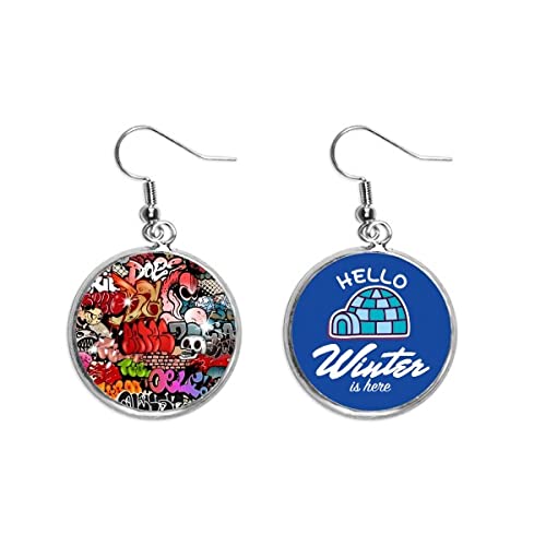 Pendientes calavera colorful con efecto hielo y colgante de gota para el frío
