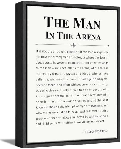 JTLLTJ The Man in The Arena Framed Inspirational Canvas Wall Art 8×10 Inch