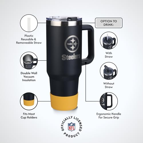 Image of The Memory Company Officially Licensed NFL - Pittsburgh Steelers 46oz Game Day Tumbler with Laser Engraved Team Logo
