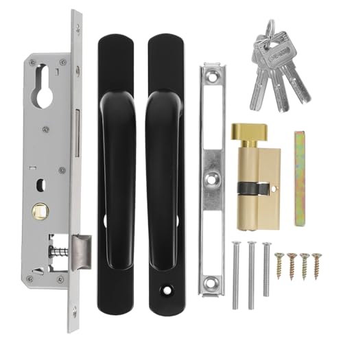 KITANDOVE Storm Door Handle Replacement Door Lever with Lock Aluminum Alloy Heavy Duty Entrance Door Handle Lock for Home Apartments and Hotels Black - Thumbnail 2