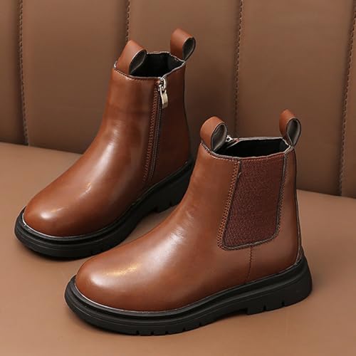 Girls Snow Ankle Boots Warm Fur Lined Dress Boots Side Zip Chunky Low Heel Slip On Winter Casual Booties Shoes4