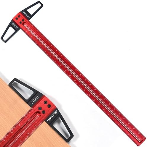 TYDEEY 12, 24, 31, 39 in Precision Ruler Square T-Shaped Woodworking Scriber Measuring Tool, Aluminum Alloy Architect Ruler for Carpenter Work, T Type Wood Layout and Measuring Tools
