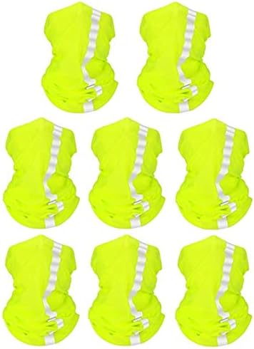 8 Pcs Neck Gaiter Face Mask, Reflective Summer UV Protection Cooling Scarf Neon Breathable Bandana for Men Women