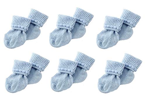 Nurses Choice Simple Socks Stay-On Baby Socks for 3–6 Months – Soft Cotton Unisex Infant Socks, Breathable Comfort Cuff, Gentle Fit – Blue 6 Pair Pack