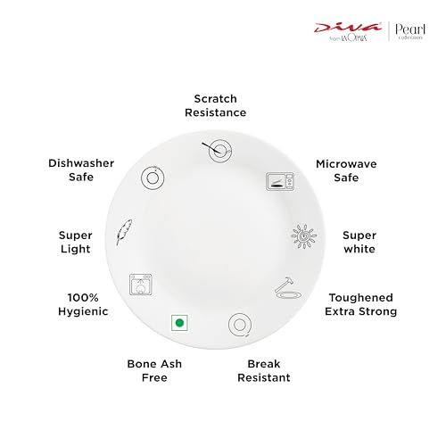 Image of La Opala Diva, Pearl Collection Opal Glass Crockery | Vegetable Bowl 220 ml Set of 6 | Silky Cluster Design | for dal & Condiments | Microwave Safe | 100% Vegetarian | Extra Strong | Light & White