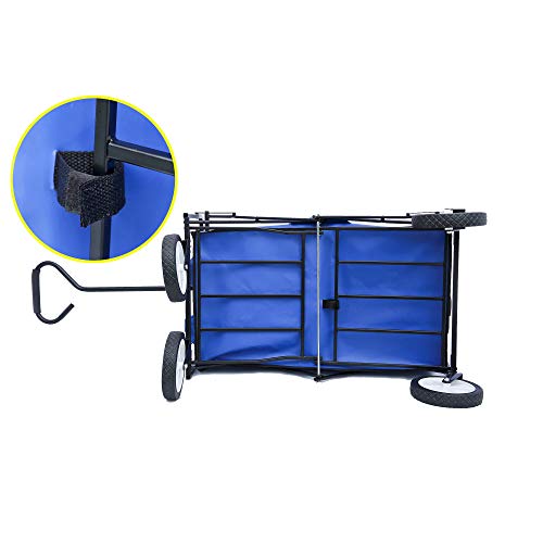 Carretilla plegable para camping y jardín, carrito utilitario resistente de hasta 150 libras, azul miniatura 4