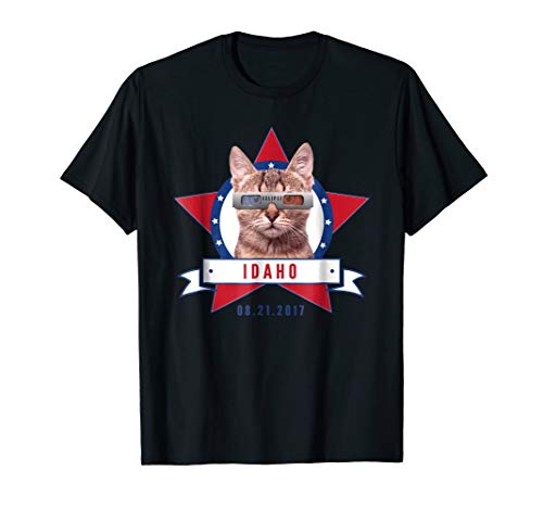 Idaho Total Solar Eclipse 2017 Shirt Cat Eclipse Glasses B