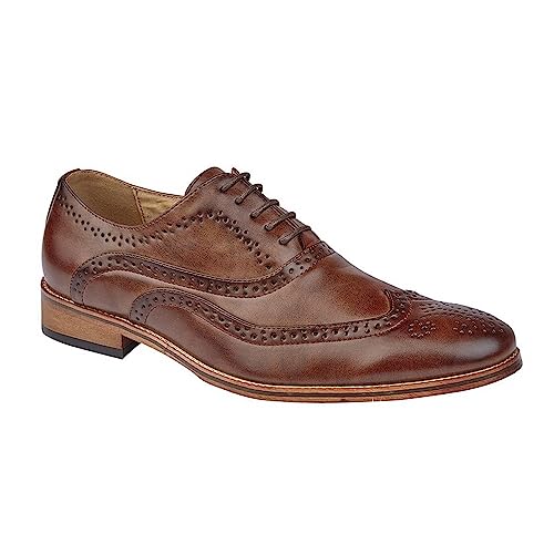 Goor Mens 5 Eye Wing Capped Oxford Brogues (15 UK) (Mid Brown)