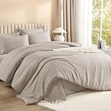 Litanika King Size Comforter Set Linen - 7 Pieces Bed in a Bag King Bedding Comforter Sets, Solid Lightweight Bed Set with Comforter, Sheets, Pillowcases & Shams