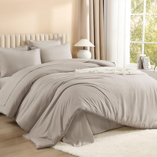 Litanika King Size Comforter Set Linen Grey - 7 Pieces Bed in a Bag King Bedding Comforter Sets...
