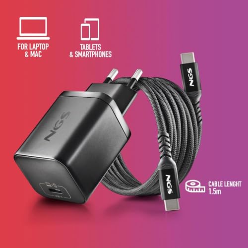 Cargador de Portátil GaN NGS BUD65W-AS para Asus/ 1xUSB Tipo-C/ 65W/ Automático/ 8 Conectores/ Voltaje 5-20V