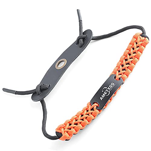 AMEYXGS Bogenschießen Bogenschlingen Handgelenks Schlinge Geflochtenes Band für Recurve und Compoundbogen Verstellbarer Riemen Outdoor Jagdzubehör (Orange) Cover